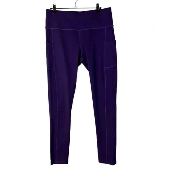 Iuga Royal Purple Side Pocket Ankle Cropped Athletic Leggings XL - Picture 1 of 5